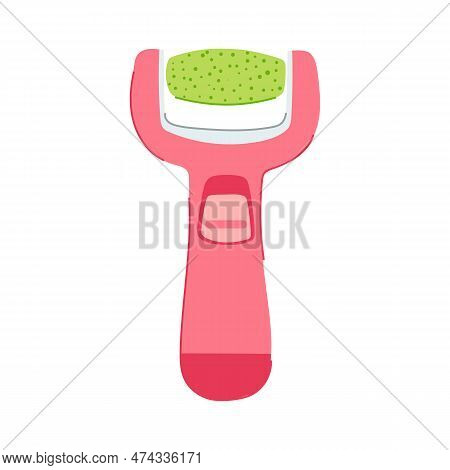 Heel Callus Remover Cartoon. Care Pedicure, Electronic Female Heel Callus Remover Sign. Isolated Sym