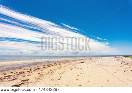 Wild Beautiful Beach On The Dzharylgach Island In The Black Sea.