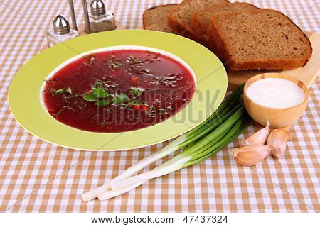 Vynikající boršč v tabulce detail