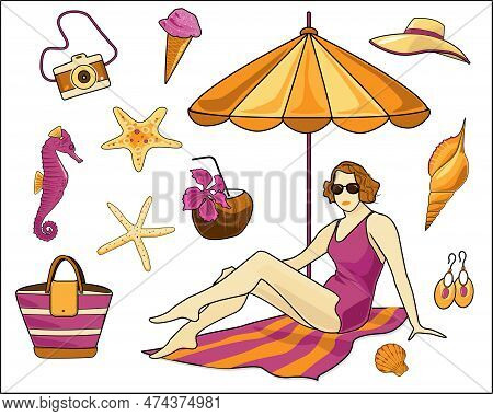 Vector Seamless Pattern Summer Vacation Beach Sia