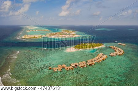 Adaaran Prestige Vadoo Resort, Maldives. Aerial Drone Shot. July 2021.