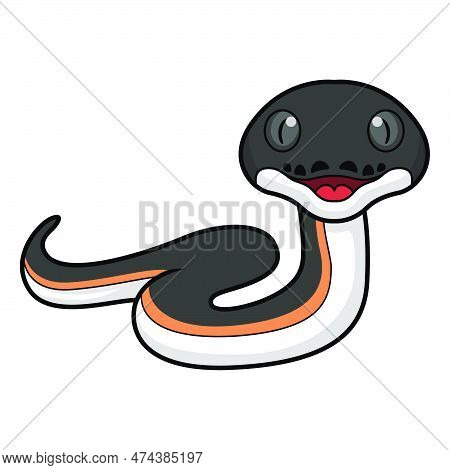 Vector Illustration Of Cute Gold Albertisi Snake Cartoon