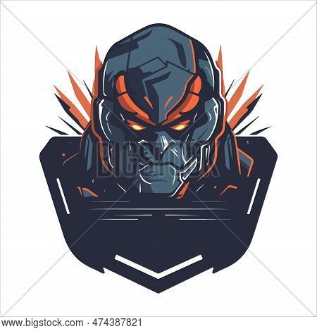 Cyborg Mech Warrior E-sport Emblem Logo. Cyborg Vector Illustration For Print.