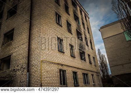 Destroyed Building Located In Izyum, Ukraine - April 08, 2023