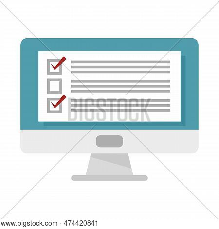 Sociology Pc Monitor Icon. Flat Illustration Of Sociology Pc Monitor Icon Isolated On White Backgrou