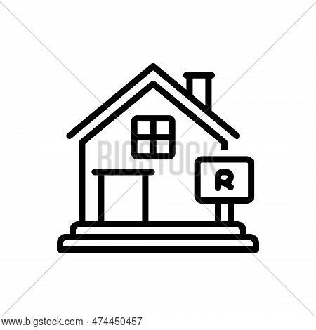 Black Line Icon For Letting Forgiving Indulgent Rent Flat Lease Rental Tenant Accommodation House Fo