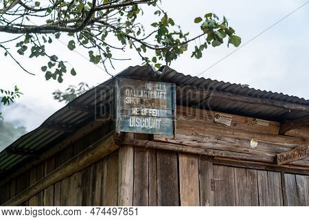 Kisoro, Rushaga, Uganda - March 24, 2023: Sign For A Gorilla Gallary Craft Shop, Near Bwindi Impenet
