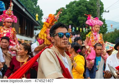 Thai Percussionist Playing At The First Poy Sang Long Ceremomny In Four Years.