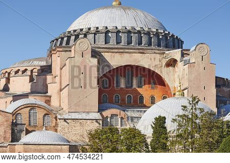 Sofia Mosque. Istanbul Architecture Landmark. Ancient Byzantine Temple. Turkey