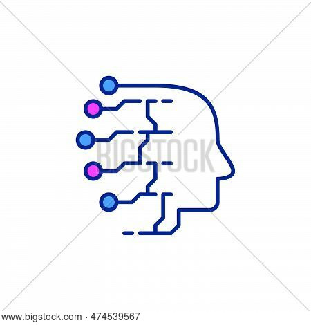 Ai Head Vector Artificial Intelligence Technology Concept Colored Icon Or Sign - Side View