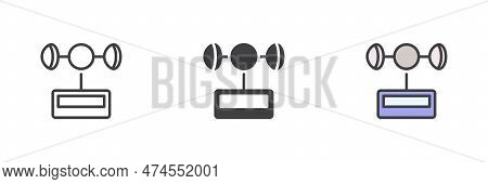 Wind Gauge Station Different Style Icon Set. Line, Glyph And Filled Outline Colorful Version, Outlin