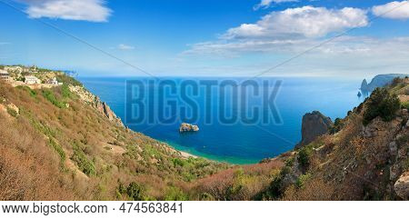 Saint George Cloister And Saint George Rock With Religion Cross View From Phiolent Cape (crimea, Ukr