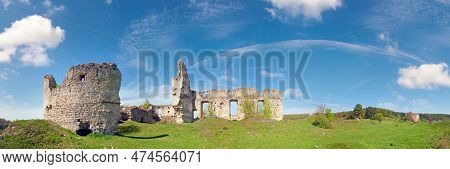 Spring View Of Sydoriv Castle Ruins (built In 1640s). Sydoriv Village,  Located 7 Km South Of Husiat