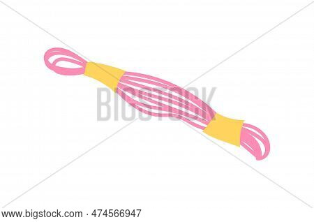 Pink Thread Concept. Inventory For Production Of Clothing And Joining Pieces Of Fabric. Template, La