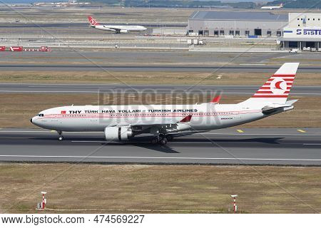 Istanbul, Turkiye - August 06, 2022: Turkish Airlines Airbus A330-203 (742) Landing To Istanbul Inte