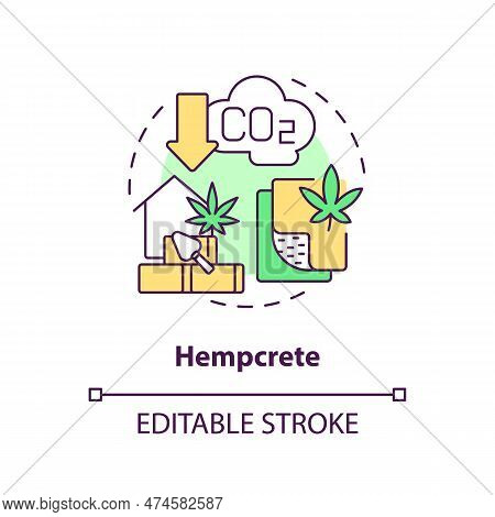 Hempcrete Concept Icon. Biocomposite Material. Plant Based. Industrial Hemp Construction Idea Thin L