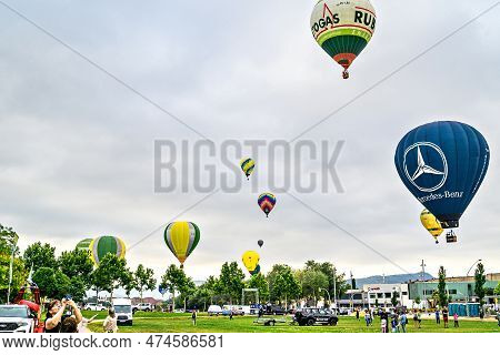 Igualada, Barcelona, July 07 de 2022. 26th European Balloons Festival. Concentration of hot air balloons