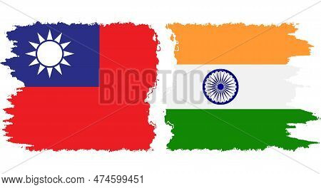 India And Taiwan Grunge Flags Connection, Vector