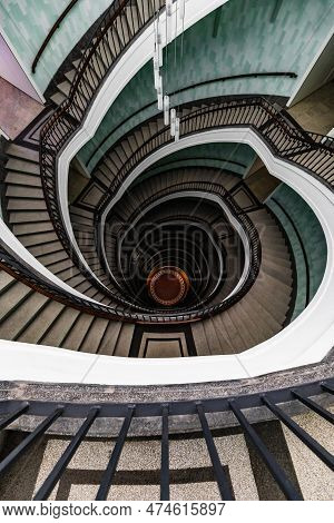 Poznan, Poland - July 2022: The Interior Of The Okraglak Business Center With A Beautiful And Large 