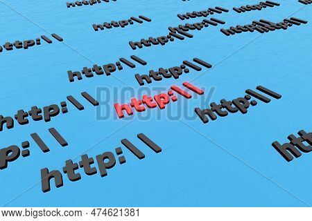 Http Symbol Sign On Blue Background 3d Render. Hypertext Transfer Protocol Secure Web 3