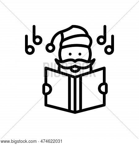 Black Line Icon For Carol Christmas-song Hymn Psalm Canticle Singing Santa Singer Music Melody