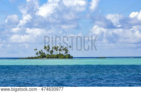Beautiful Unoccupied Paradise Island In The Blue Lagoon On The Leeward Group Of The Society Islands 