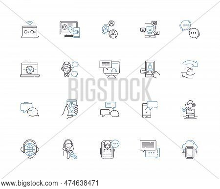 Telecommucation Outline Icons Collection. Telecommunication, Telecommunications, Network, Voice, Mob