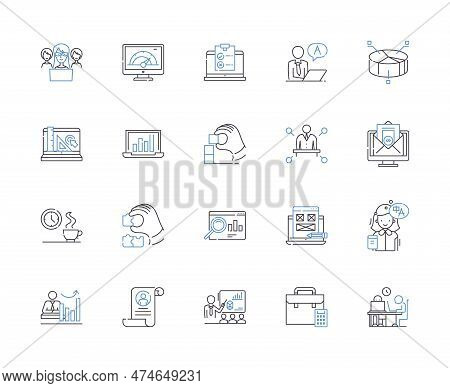Workflow And Employee Outline Icons Collection. Workforce, Employee, Automation, Task, Process, Syst
