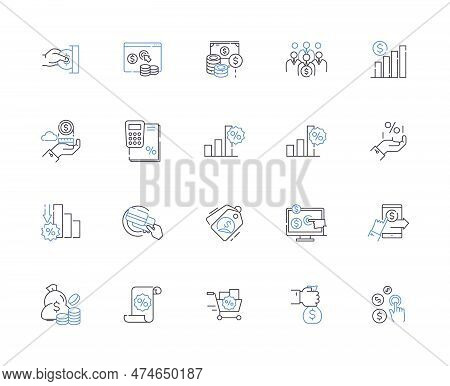 Sales System Outline Icons Collection. Sale, System, Automated, Process, Ordering, Tracking, Purchas
