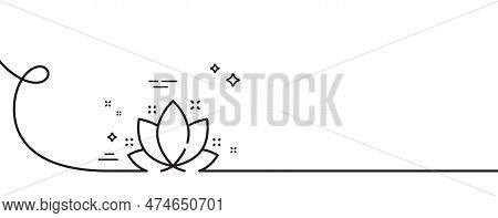 Lotus Line Icon. Continuous One Line With Curl. Yoga Meditation Flower Sign. Mind Relax And Peace Sy