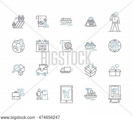 Transportation Management Outline Icons Collection. Shipping, Logistics, Tracking, Traffic, Railways
