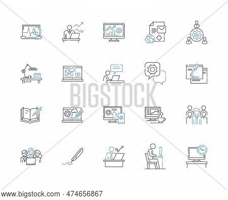 Workflow And Employee Outline Icons Collection. Workforce, Employee, Automation, Task, Process, Syst