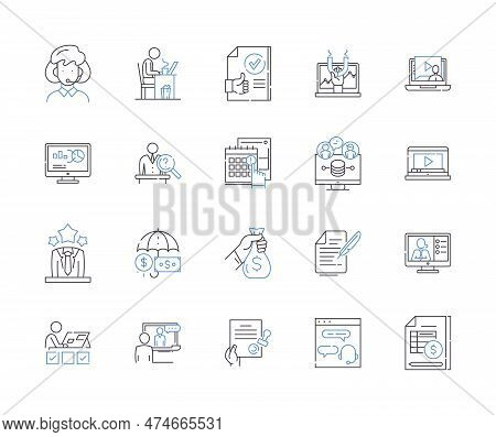 Workflow And Employee Outline Icons Collection. Workforce, Employee, Automation, Task, Process, Syst
