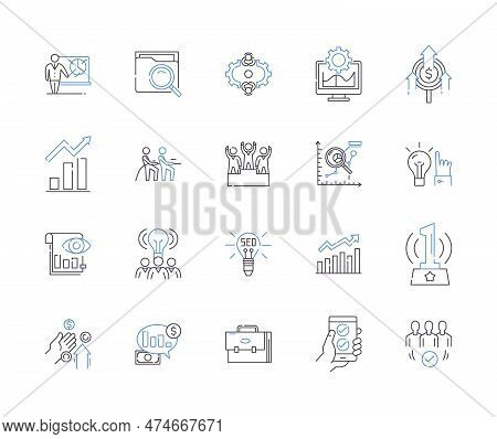 Business Development Outline Icons Collection. Sales, Leads, Strategy, Marketing, Profit, Growth, Ne