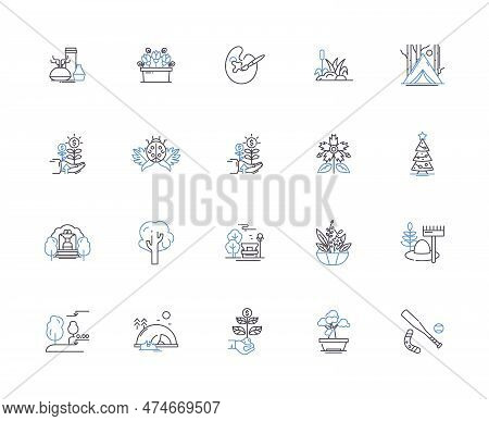 Trees Outline Icons Collection. Tree, Oaks, Maple, Pines, Cedars, Ashes, Elms Vector And Illustratio