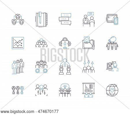 Business Workshop Outline Icons Collection. Business, Workshop, Seminar, Training, Class, Brainstorm