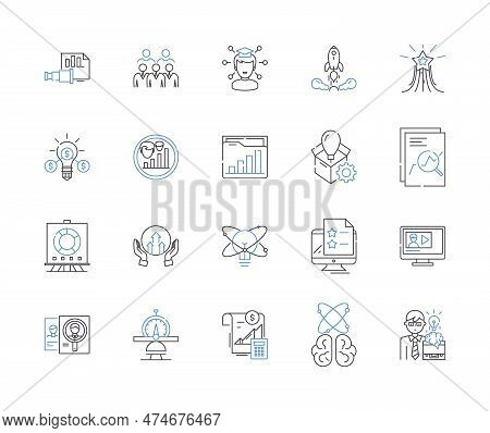 Strategy And Enterprice Outline Icons Collection. Strategy, Enterprise, Planning, Analyzing, Outcome