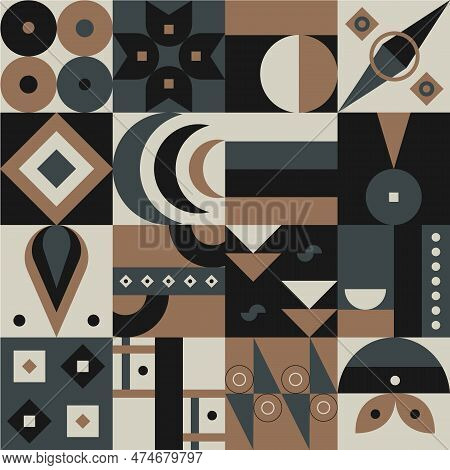 Abstract Geometric Pattern Design In Retro Style.