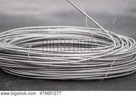 Thick Aluminum Wire For Grounding Buildings. Grounding Wire To Protect The Building Structure From S
