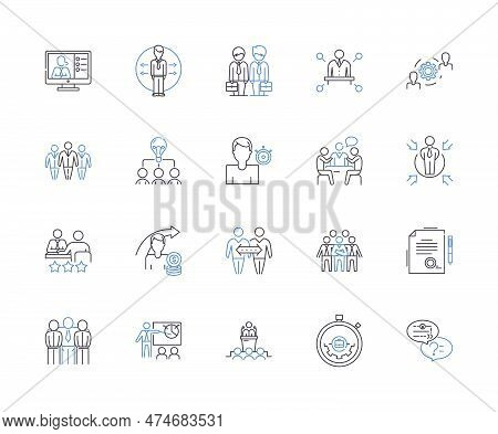 Management Workflow Outline Icons Collection. Management, Workflow, Process, Efficiency, Productivit