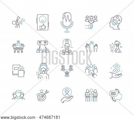 Team Training Outline Icons Collection. Team-building, Collaboration, Education, Coaching, Facilitat