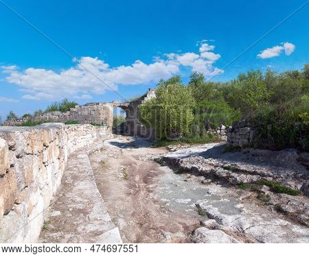 Stony Road View In Chufut Kale Ancient Cave Settlement (crimea, Ukraine).