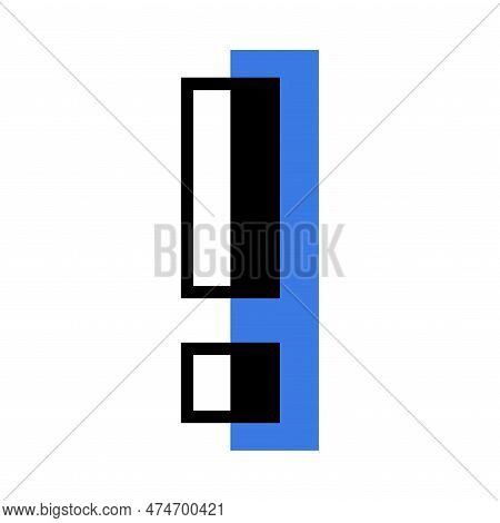 Exclamation Mark With Blue Rectangle Geometric Shape As Punctuation Mark Vector Illustration