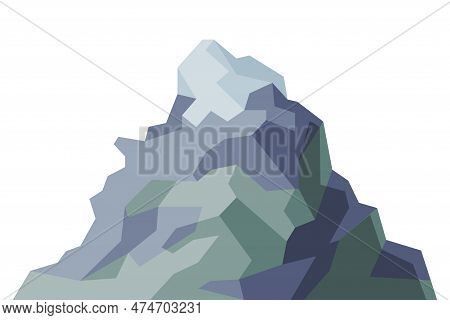 Elevated Mountain Peak And Summit With Bedrock Closeup Vector Illustration