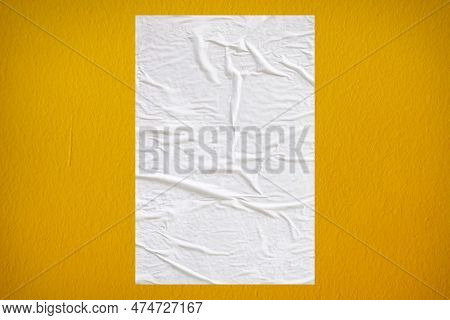 Blank White Wheatpaste Glued Paper Poster Mockup On Concrete Wall Background