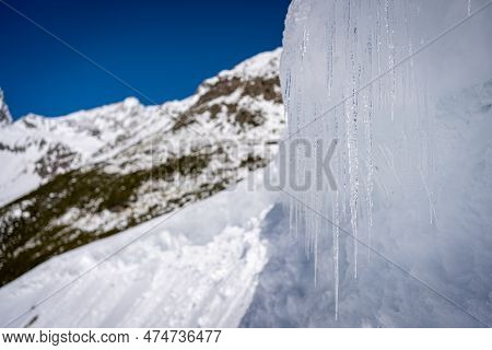 Icicles In The Austrian Mountains. High-quality Photo