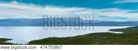 Tornetrask Lake Summer Cloudy View ( Lapland, Norrbotten County In Sweden)