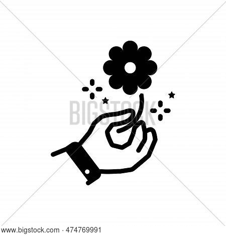 Black Solid Icon For Wish Longing Shamrock Clover-leaf Holding Concupiscence Desire Hope-for Want Pu