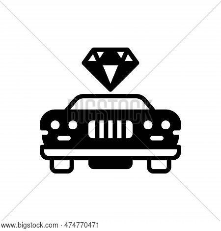 Black Solid Icon For Luxury Costliness Gemstone Diamond Precious Expensive Transport Car Vehicle