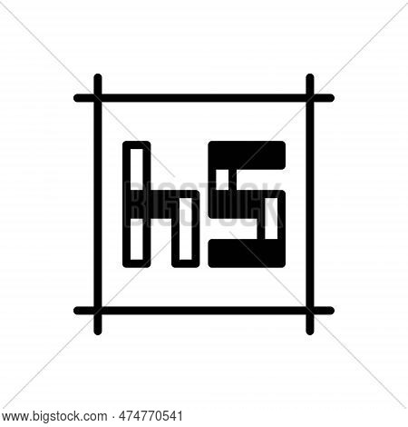Black Solid Icon For Hs Monogram Font Concept Alphabet Tyography Company Brand Identity Initial